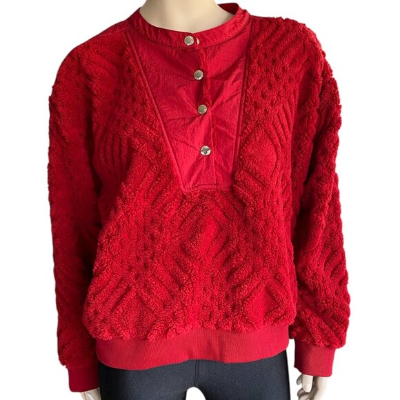 Tommy Hilfiger Vibrant Red Pullover Sherpa Sweater S XL - Picture 2 of 15